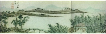 未知の水景古い中国のインク Oil Paintings